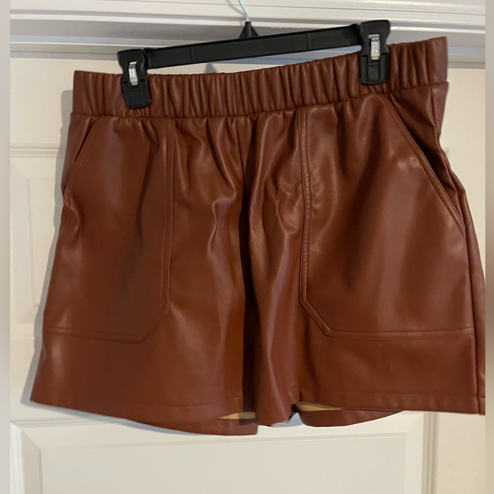 Steve Madden Brown Faux Leather Shorts